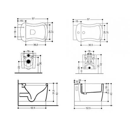 Комплект AXA Nutty: биде подвесное, унитаз подвесной, сиденье без микролифта, белый 1701001-AA1701-1702001