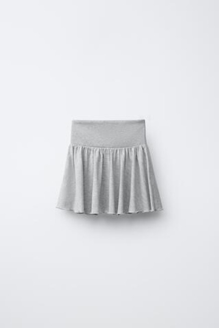 ZARA ЮБКА С ЗАКЛЕПКАМИ И ВОЛАНАМИ, СЕРЫЙ МЕЛАНЖ