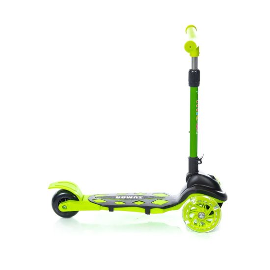Самокат трехколесный со светящимися колесами Micar Zumba 2022 чёрный, зеленый