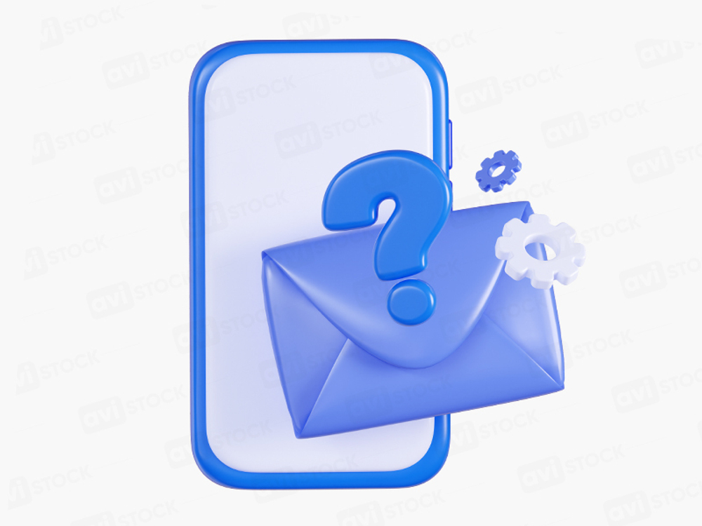 Иконка ошибка email на смартфоне, письмо с вопросом и шестерёнками