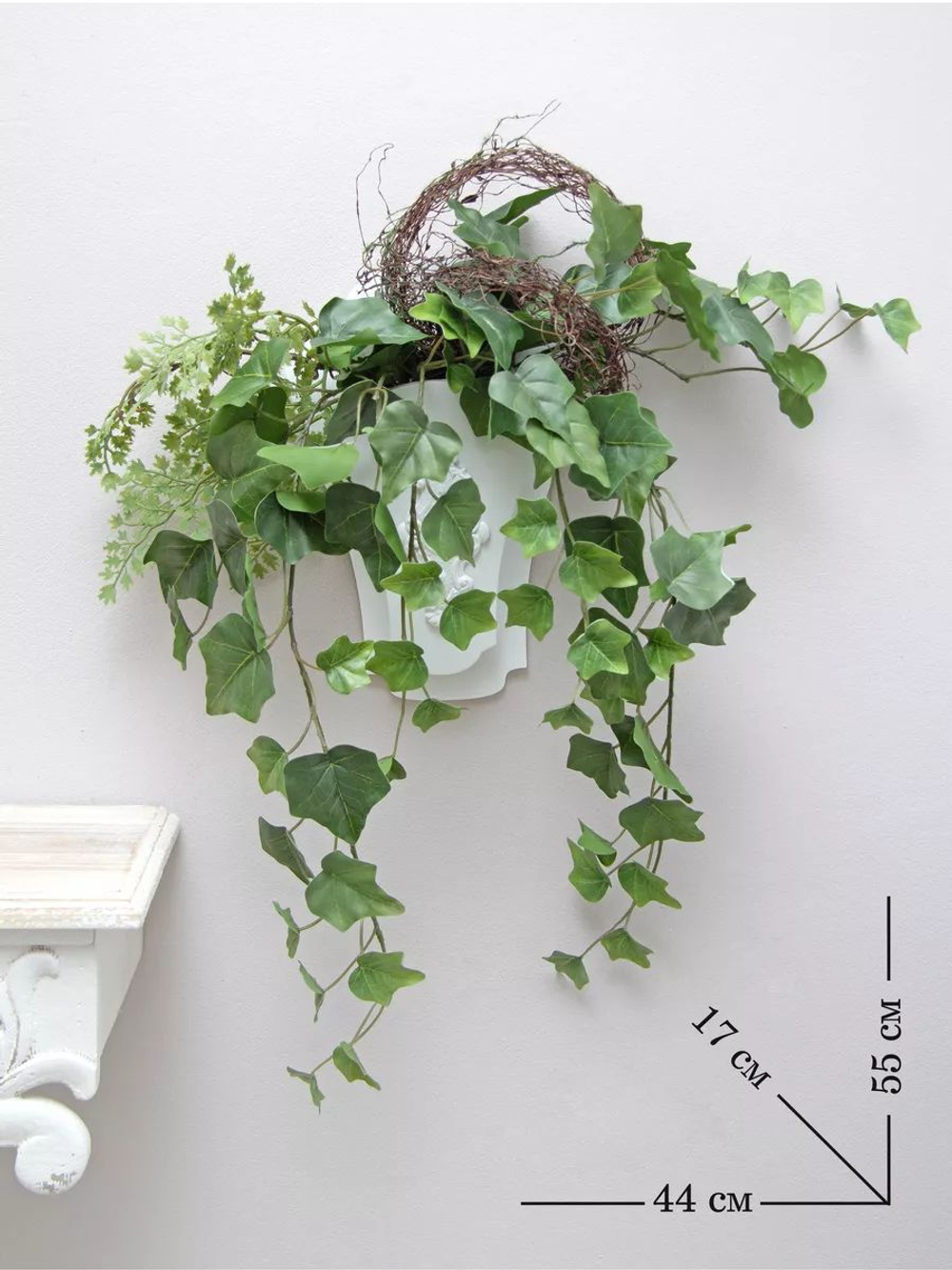 Настенная композиция в кашпо "Плющ"