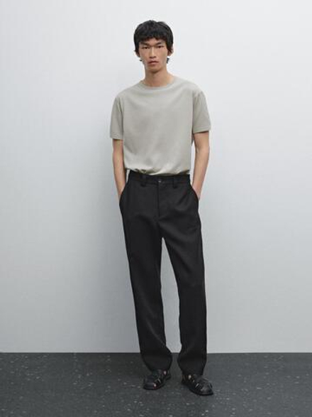 Massimo Dutti Легкая футболка из 100% хлопка, серый