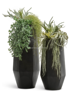 Кашпо TREEZ Effectory - серия Crystal - Высокий многогранник - Антрацит