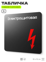 Табличка Электрощитовая, на дверь и стену, навигационная и информационная, серия CONCEPT, 18х18 см, Айдентика Технолоджи