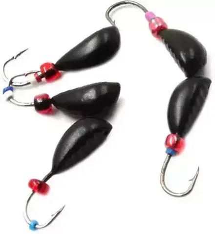 Мормышка литая ЯМАН "Жучок", вес 0,5 гр., кр. Kumho №27, цв. фц. красный с/накопит.