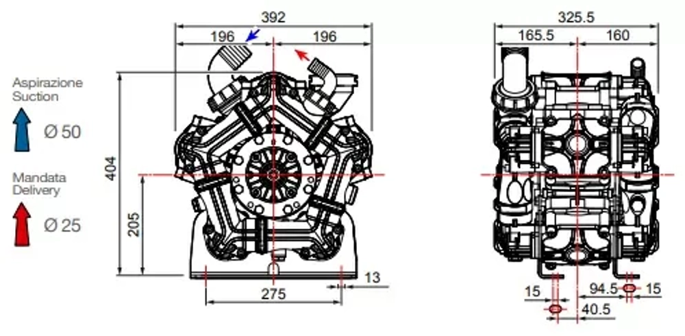 Насос мембранный Comet серия BPS260; (249 л/мин; 20 бар); вал ВОМ 1"3/8