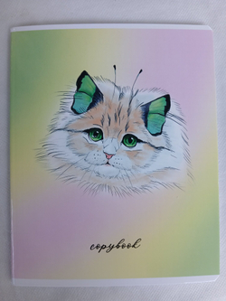 Тетради 48 листа А5+. "Кошки-Бабочки", общая, клетка. Формат А5+ (163*203 мм). Арт.120006. С полями. Комплект 5 шт.