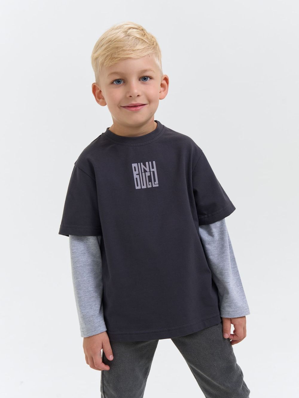 Лонгслив Колор блок "Графит"