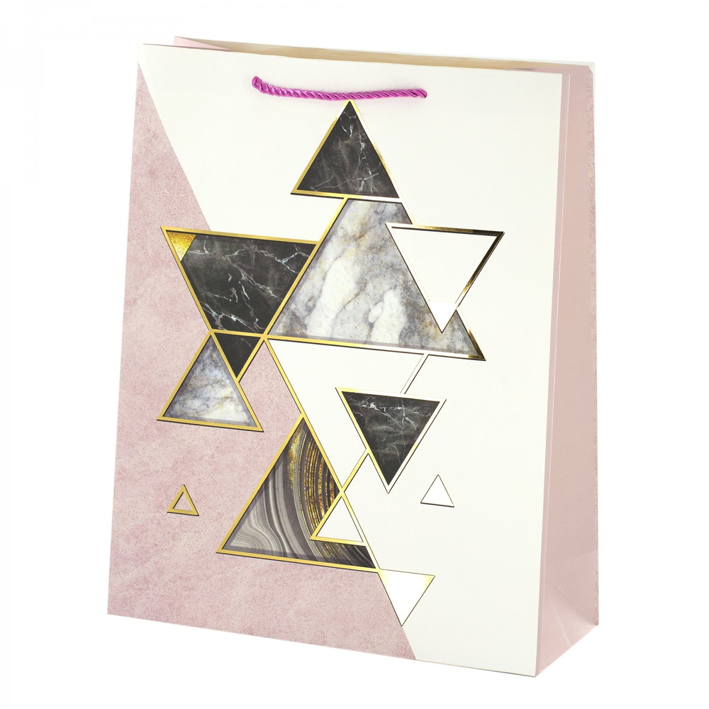 Пакет подарочный бумажный Alingar, (XL) 31х40х12 см, вертикальный, "Геометрия", матов. ламинация, тиснение, ассорти