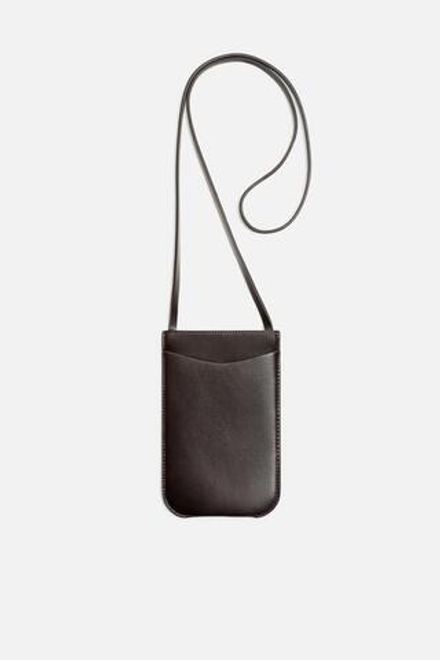 ZARA КОЖАНАЯ СУМКА ЧЕРЕЗ ПЛЕЧО, КОРИЧНЕВЫЙ