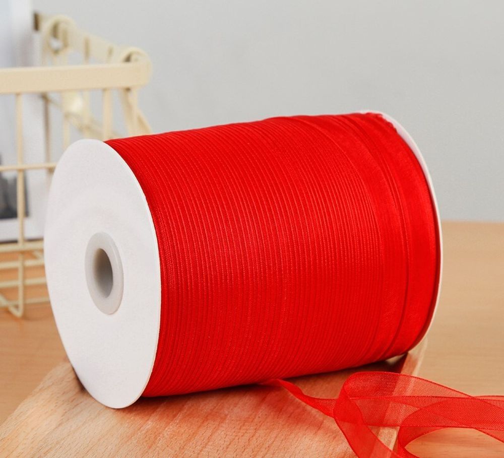 Лента Органза, (1см*320м),Красный #1026