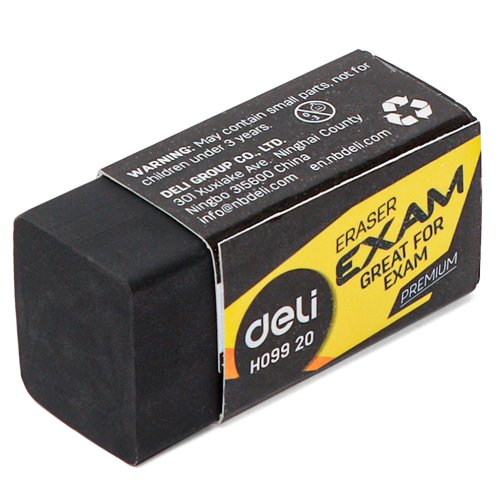 Ластик DELI "Exam", прямоугольный, черный (33х15х12 мм)
