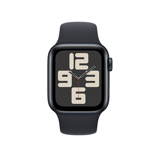 Умные часы Apple Watch SE 2024 44 мм из алюминия цвета «тёмная ночь», спортивный ремешок «тёмная ночь» (M/L)