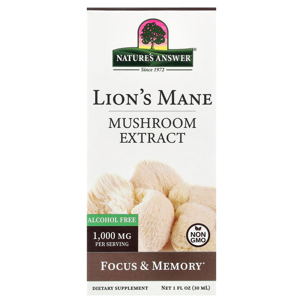 Nature's Answer, ежовик гребенчатый, экстракт грибов, без спирта, 30 мл (1 жидк. унция)