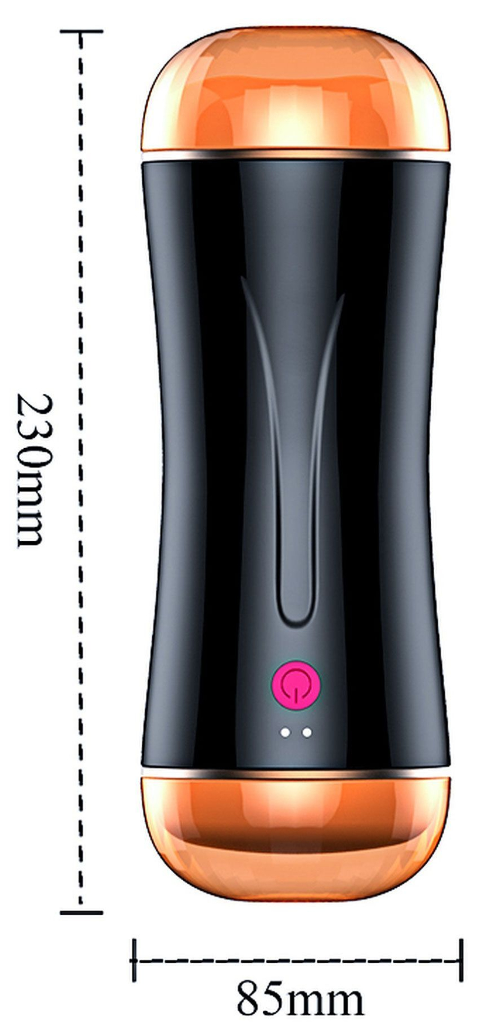 Двусторонний мастурбатор с вибрацией - вагина и анус (Цвет: черный с бежевым)