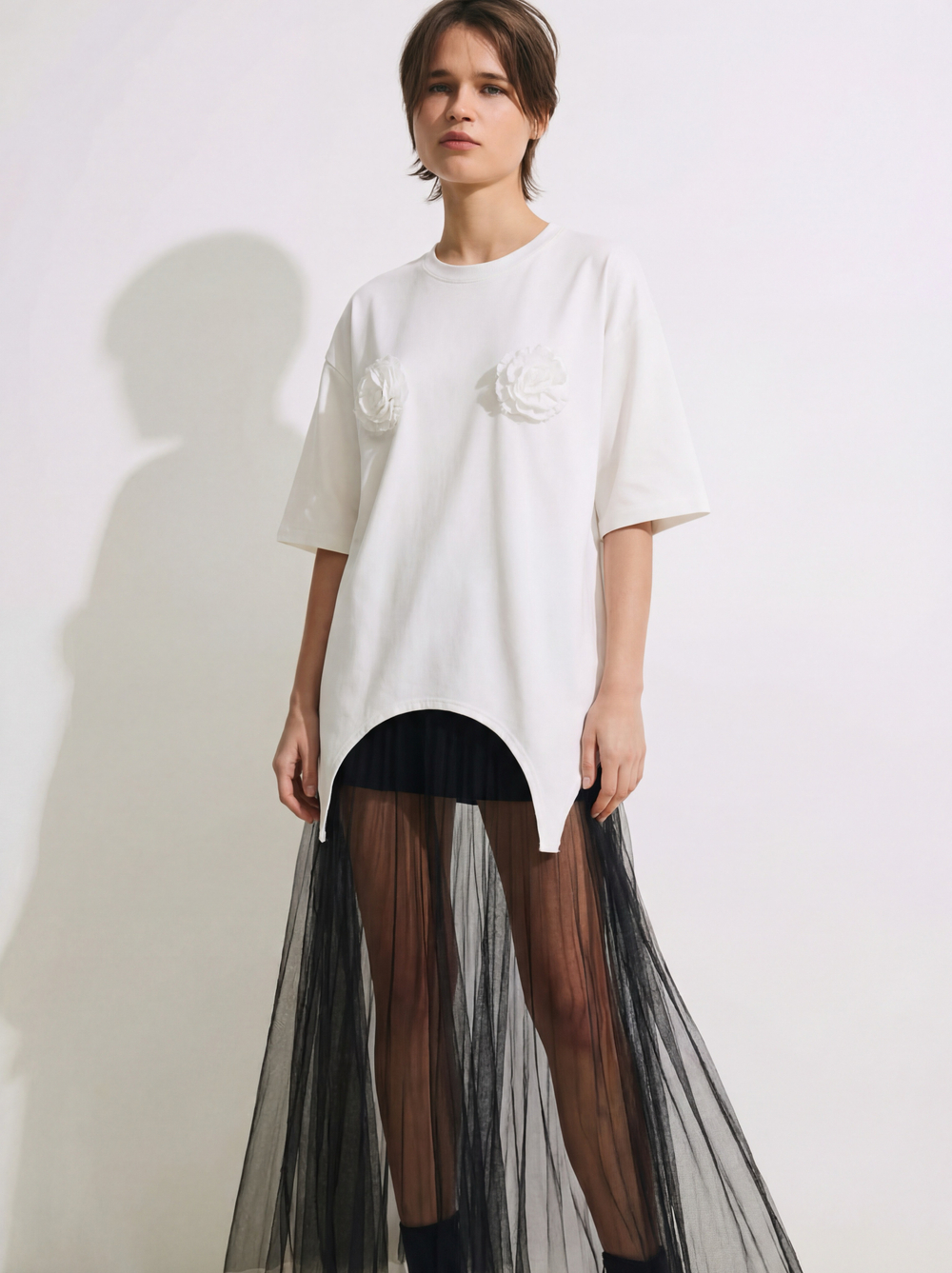 Футболка ассиметрия, пломбир