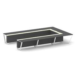 Steel Meet Стол переговорный П-образный KMK-PR.B.SP-15P Антрацит/Ваниль Глянец/Металл Белый 4800*320