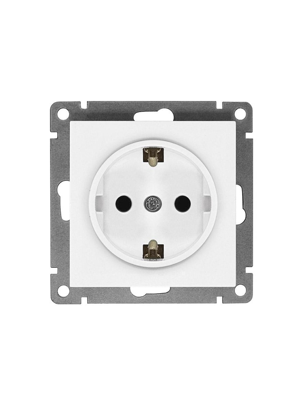 Розетка 1-м СП Афина 16А IP20 с заземл. механизм бел. Universal A0028