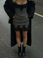 Топ из костюмной ткани серый, Серый