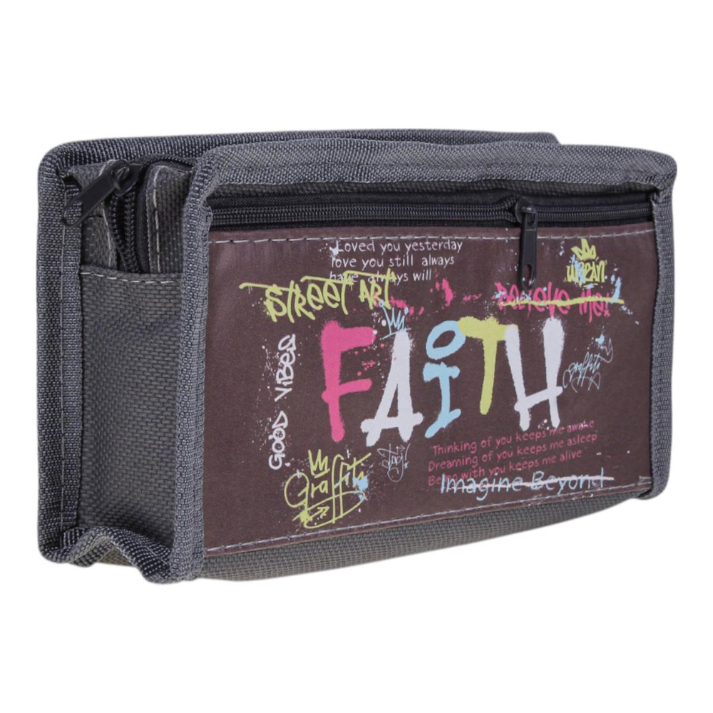 Пенал мягкий 2 отделения "Граффити" серый