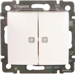 77 4428 Выключатель 2 клавишный с подсветкой белый 10