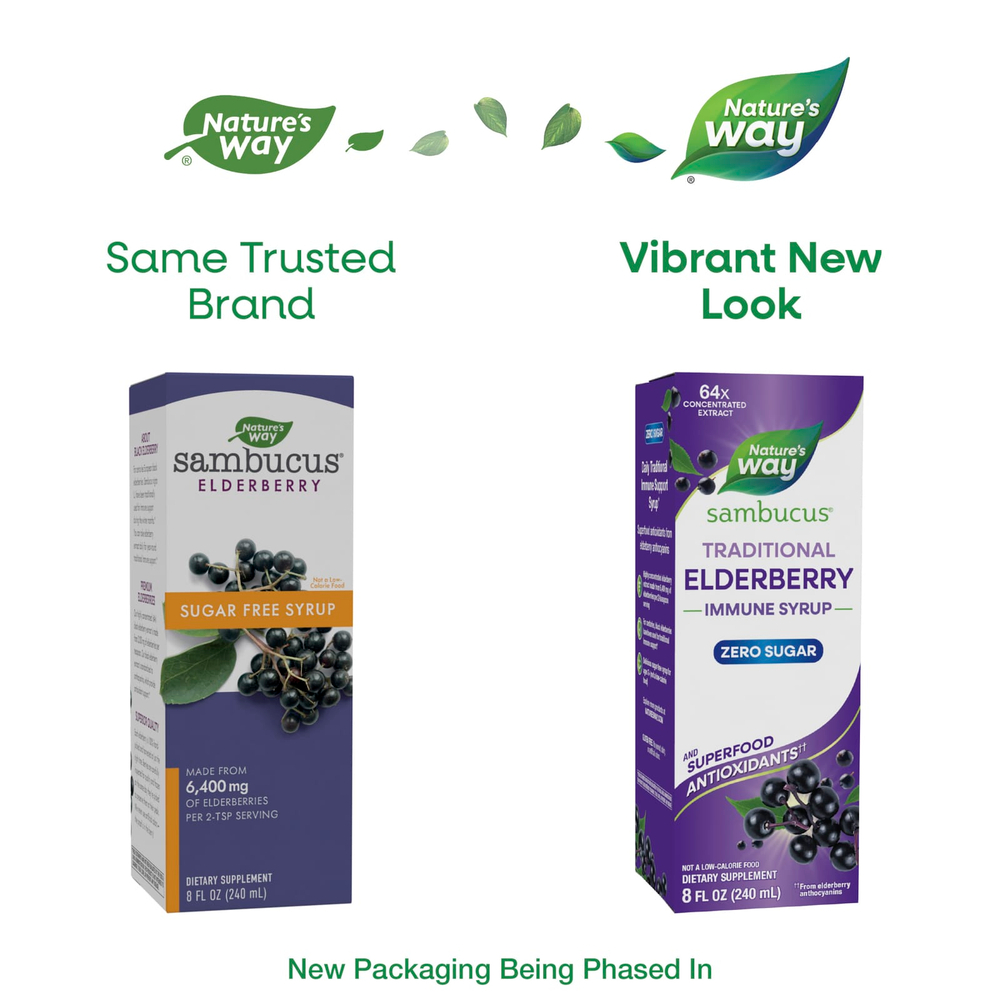 Nature's Way, Sambucus®, традиционный сироп для иммунитета, без сахара, бузина, 240 мл (8 жидк. унций)