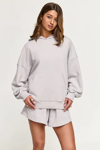 Худи свободного кроя светло-серого цвета