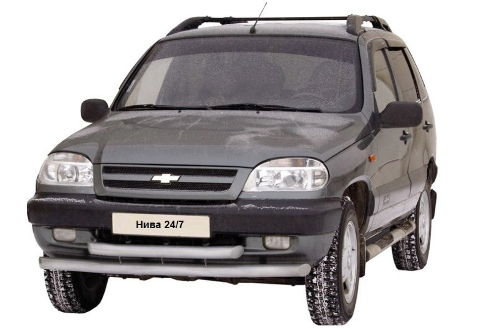 Защита переда «Труба двойная» (Ø=63,5 мм) Chevrolet Niva (- 03.2009)