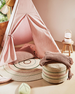 Круглый хлопковый пуф Daiana, разноцветный бежевый Ø 40 см