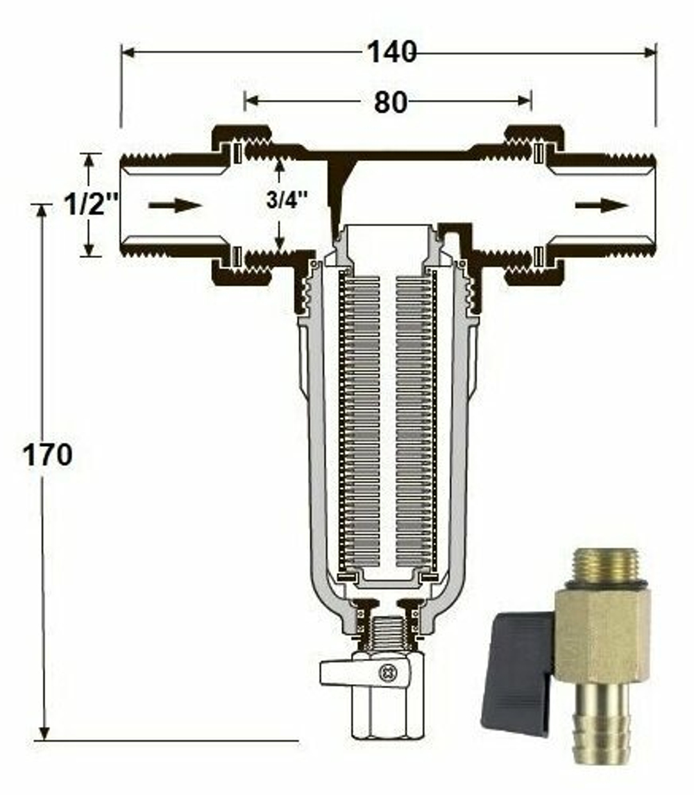 Фильтр без манометра 1/2" Tim JH-1004