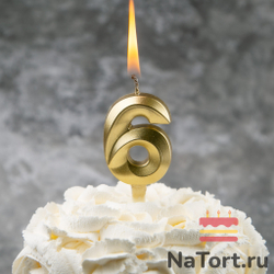 Свечи для торта, цифра 6 (золото, 5 см)