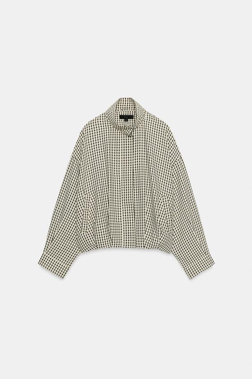 ZARA БОМБЕР В КЛЕТКУ, ЧЕРНЫЙ/ЭКРЮ