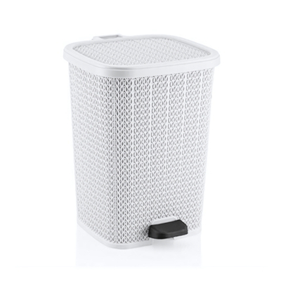 Мусорное ведро с педалью 12 лт ВЯЗАННЫЙ УЗОР белый