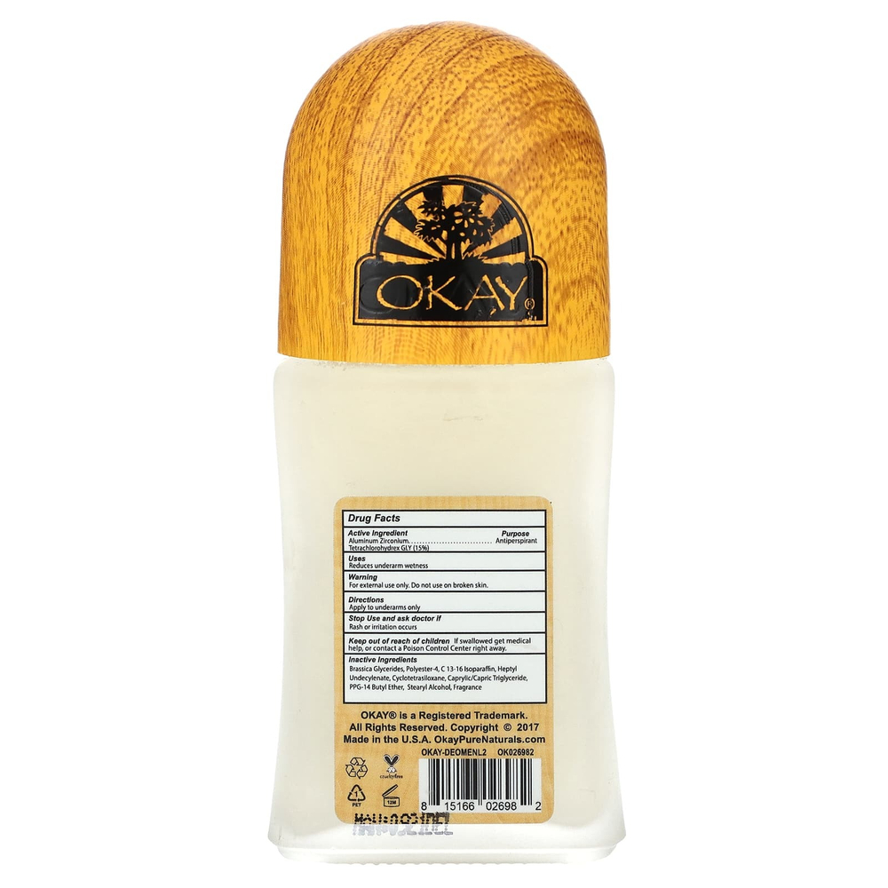 Okay Pure Naturals, мужской дезодорант-антиперспирант, свежесть, 56 г (2 унции)