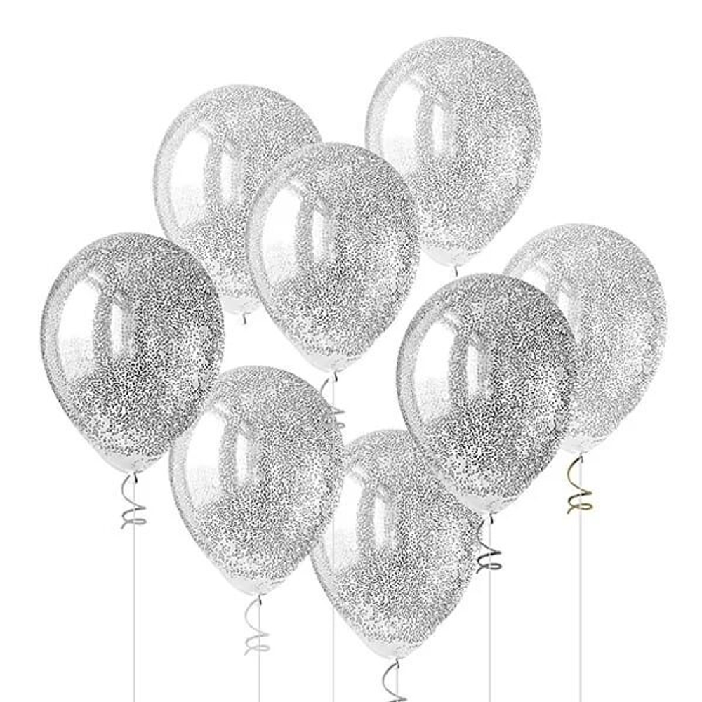 Шар с конфетти серебро