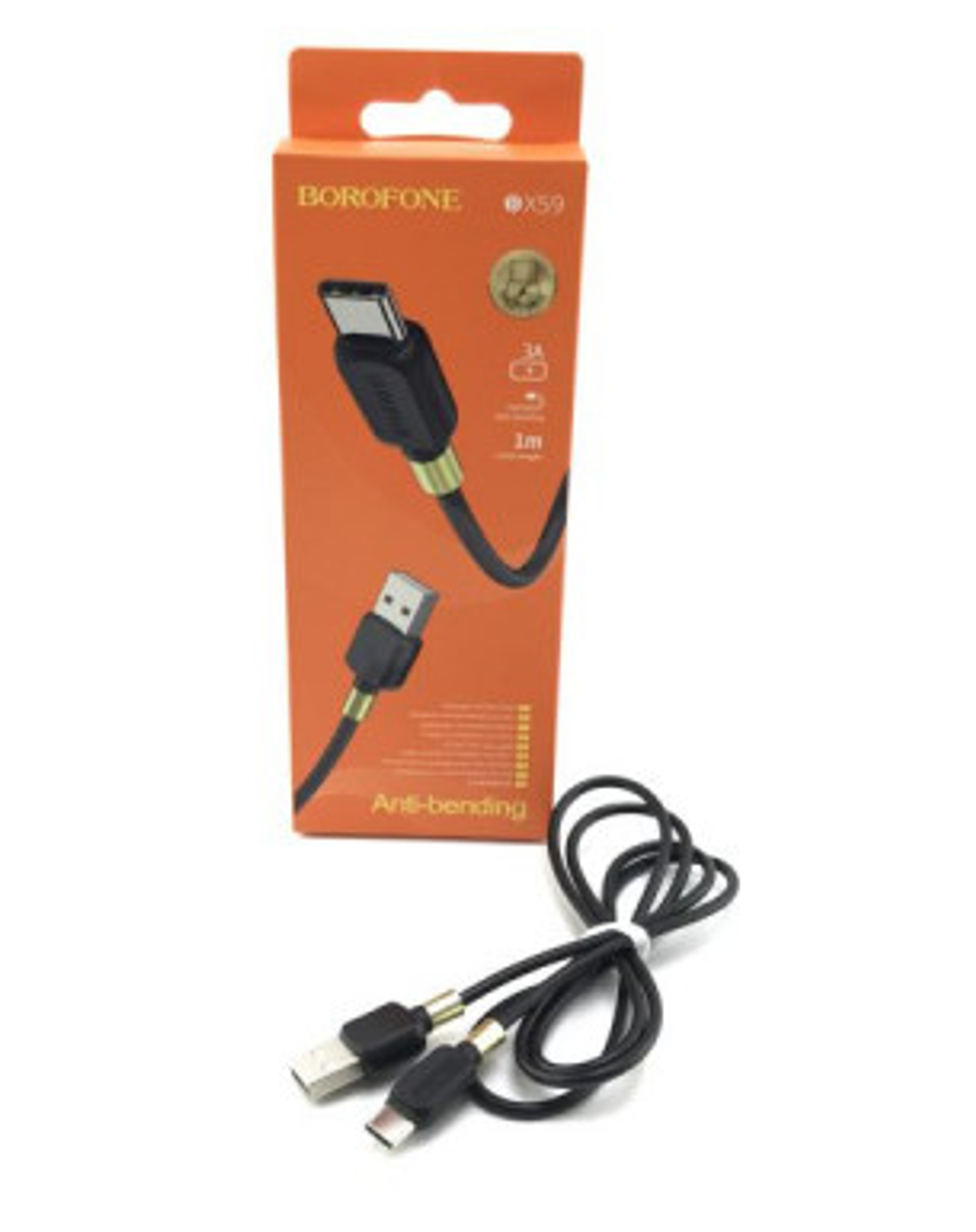 Кабель Borofone BX59 USB-Type-C 3A 1м PVC Black