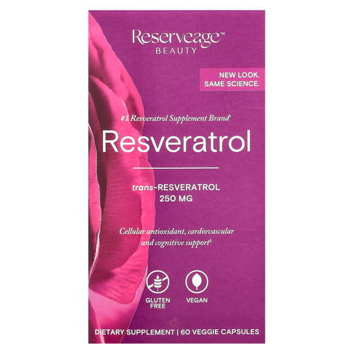 Reserveage Beauty, ресвератрол, 60 растительных капсул