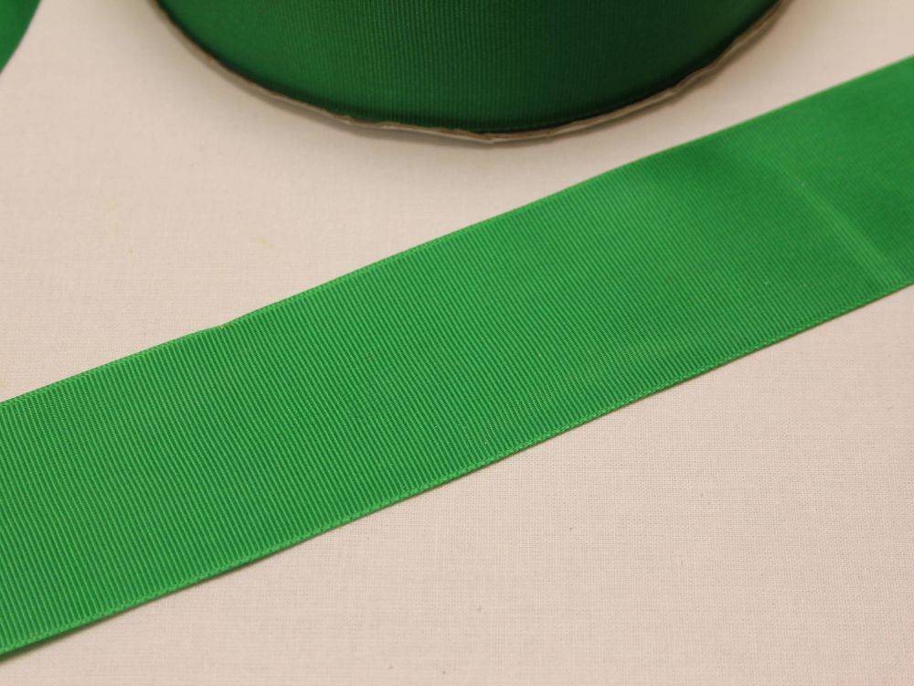 Лента репсовая однотонная 50 мм, длина 25 ярдов, цвет: зеленый