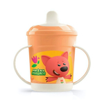 Поильник с ручками и декором "ми-ми-мишки", 320мл (оранжевый)