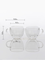 Чашка из боросиликатного стекла с двойными стенками и с ручкой 280 мл