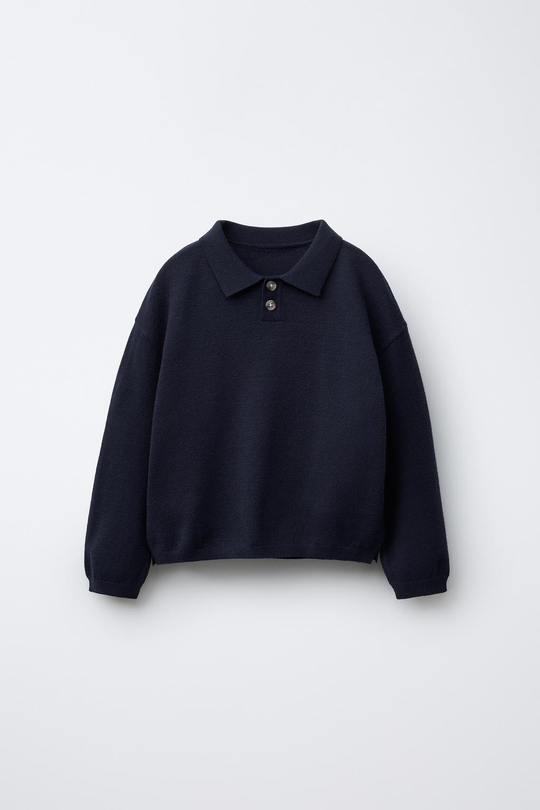 ZARA ТРИКОТАЖНЫЙ ДЖЕМПЕР ПОЛО, МОРСКОЙ СИНИЙ