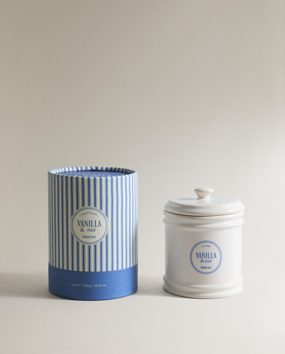 Zara Home Свеча ароматическая Vanilla & Nut 300 г, растительный воск, аромат сладкий гурманский, Золотой