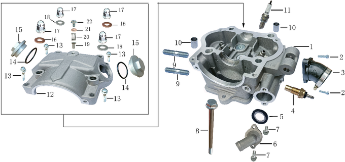 Запчасти двигателя к квадроциклу Motax Grizlik 300. Рис. 1