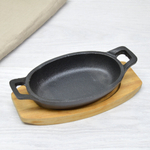 Сковорода 15,5*10см чугунная с деревянной подставкой МВ 26798