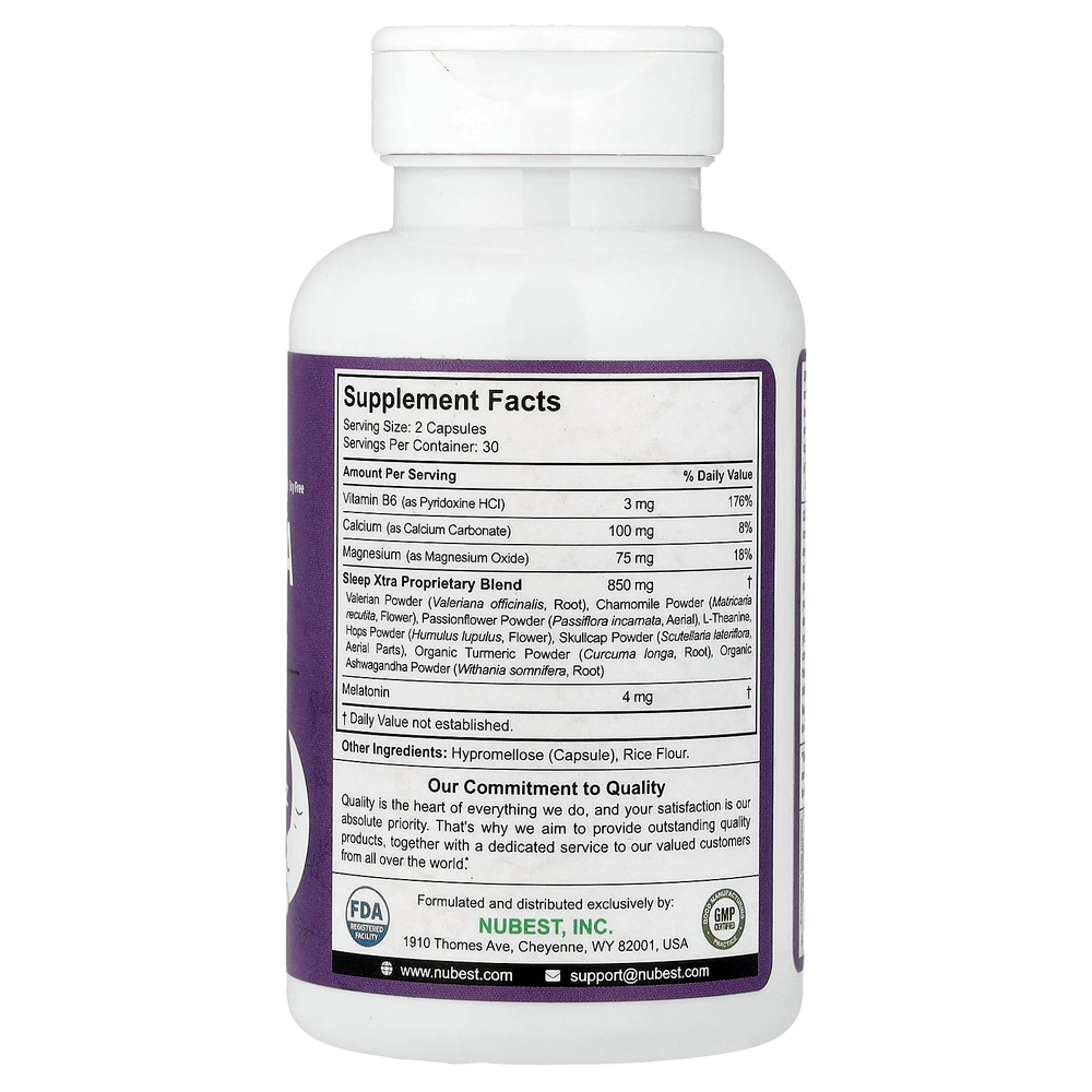 NuBest, Sleep Xtra, 60 вегетарианских капсул