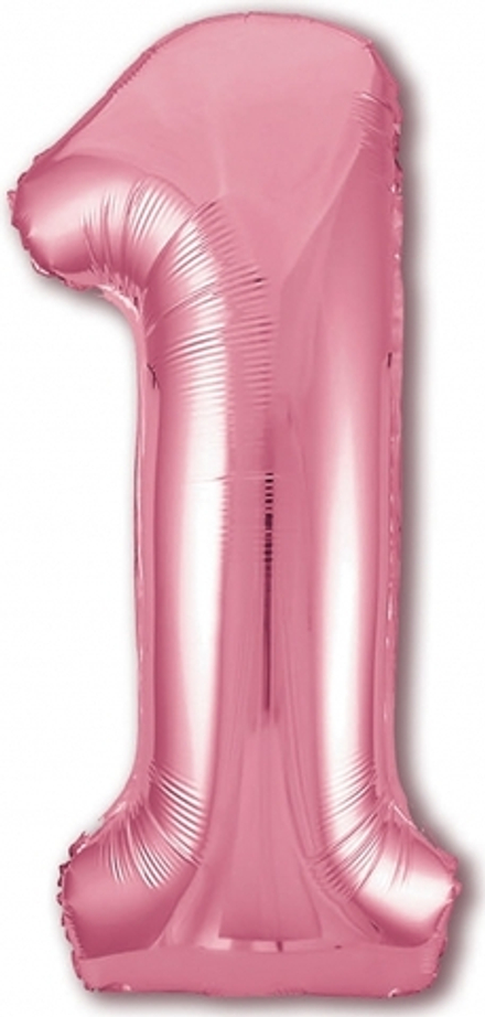 Аг 40''/102 см, Цифра Slim Розовый "1", 1 шт. (в упаковке)