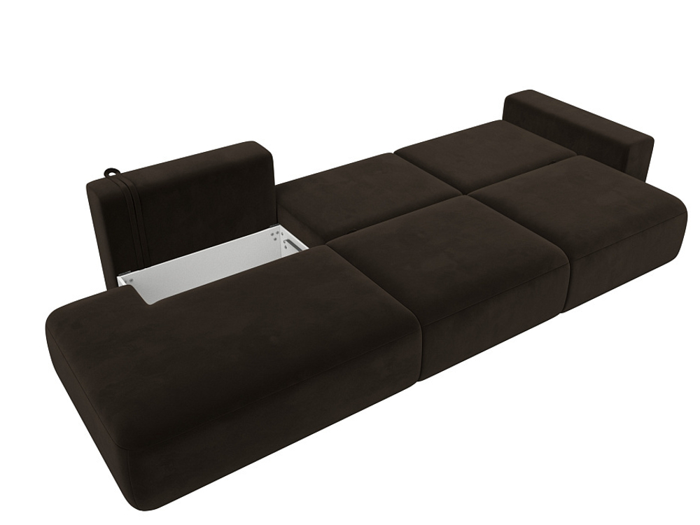 Диван прямой Лига-036 НПБ Модерн Лонг подлокотник справа МИКРОВЕЛЬВЕТ Коричневый