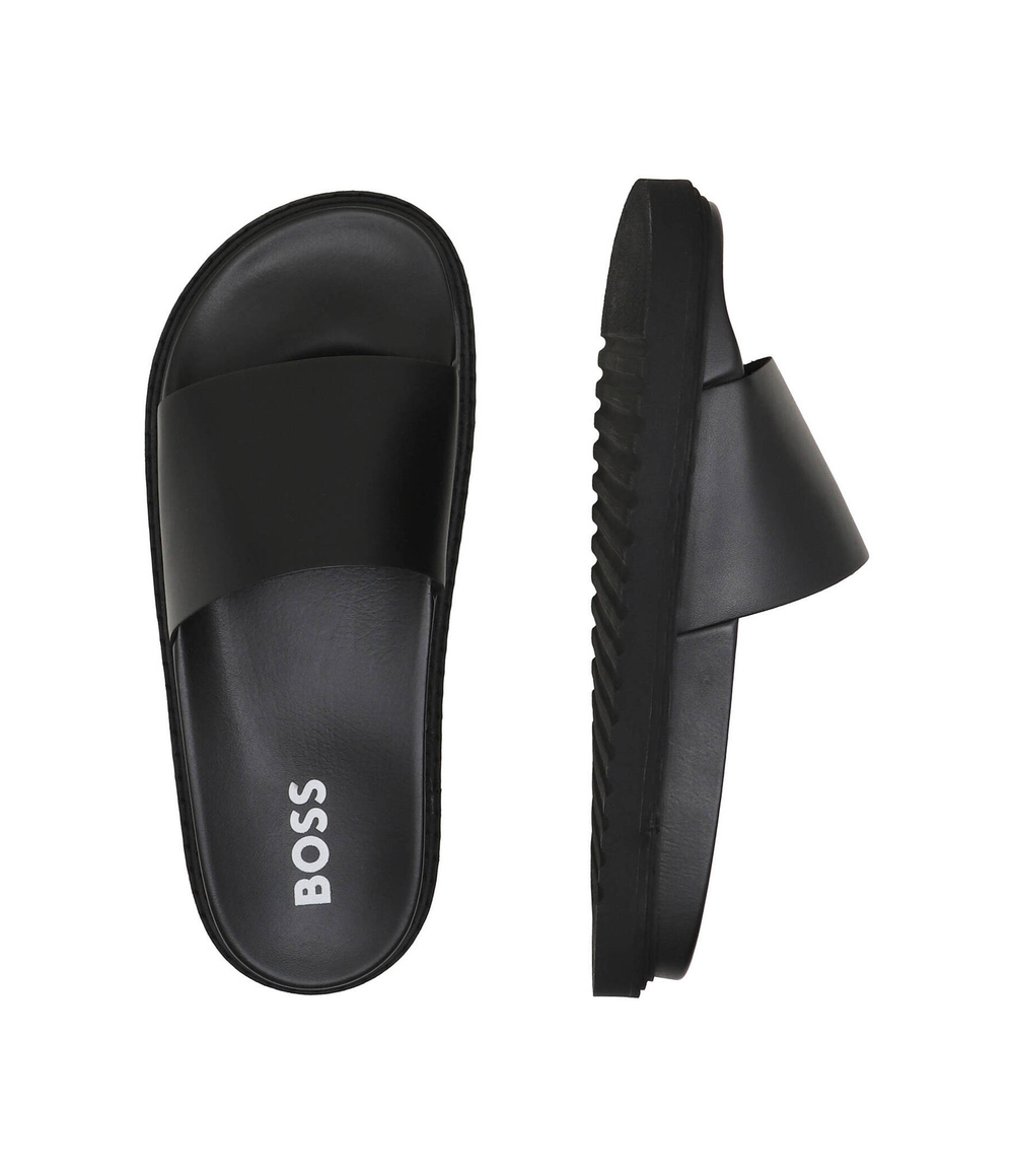 Шлепанцы кожаные cliff_slid_lt BOSS BLACK - черный(50516786)