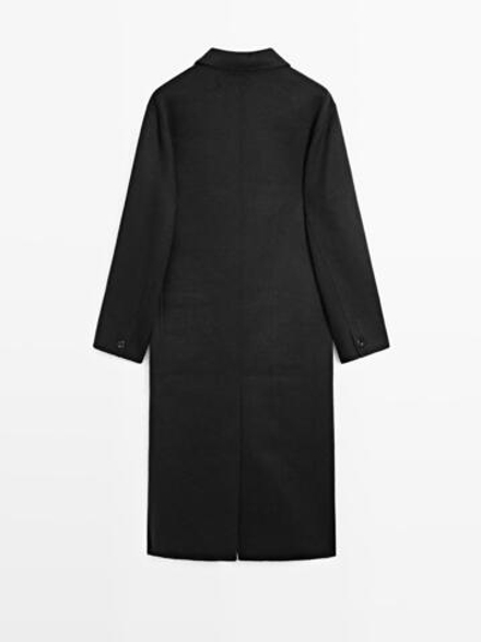 Massimo Dutti Длинное пальто из смесовой шерсти, черный