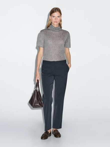 Massimo Dutti Брюки прямого кроя из высокотехнологичной ткани, темно-синий